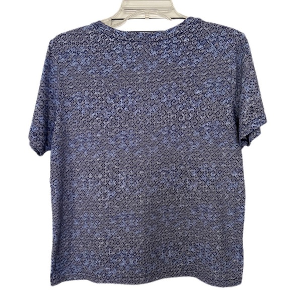 Lands' End Blue Boxy Short Sleeve T-Shirt Shades of Blue Wavy Print Size Small - Picture 2 of 8